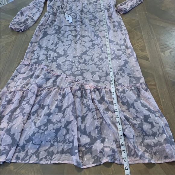 Lovestitch Pink Grey Floral Swiss Dot‎ Maxi Shift Dress Medium V Neck - Picture 12 of 12